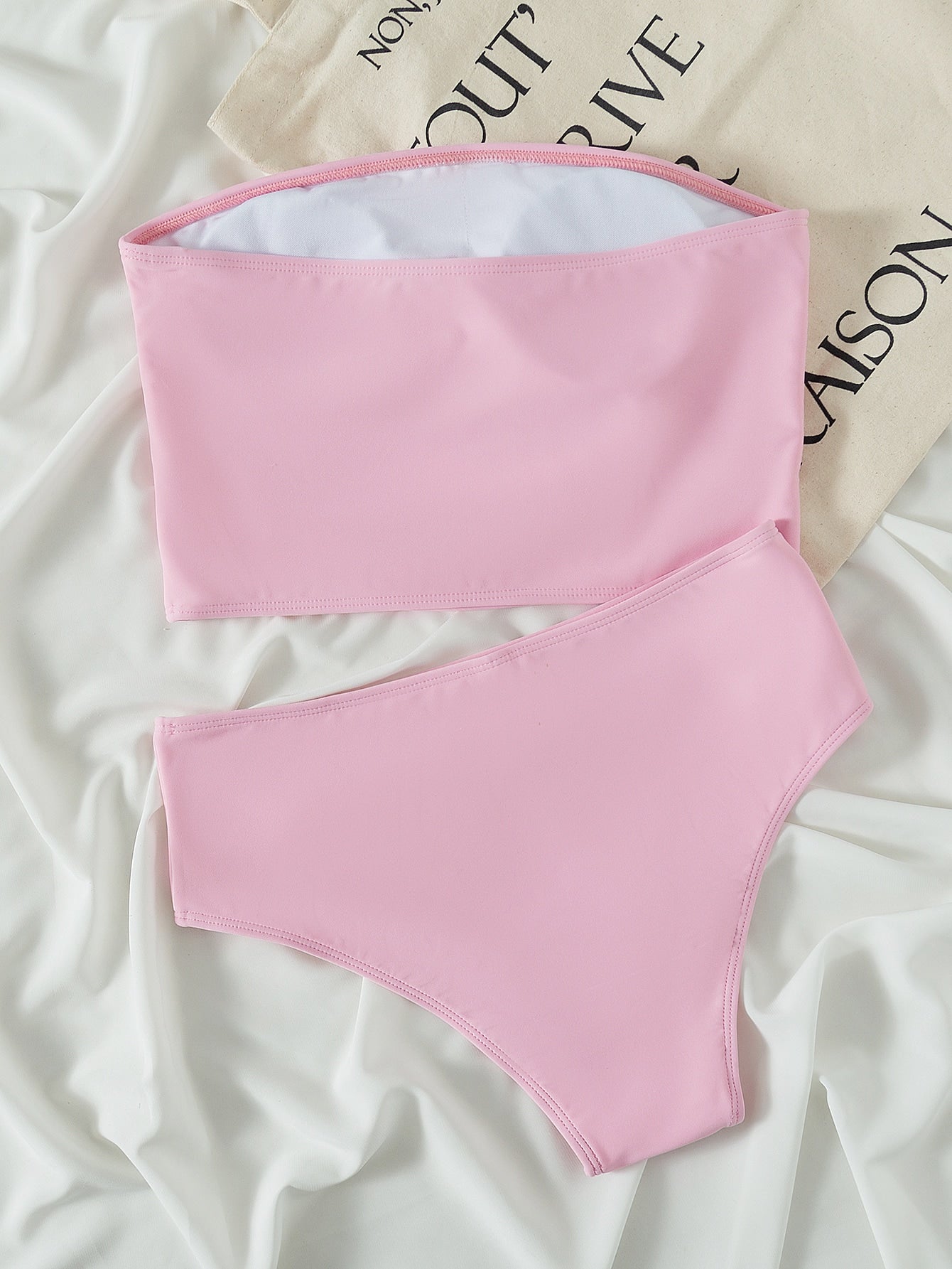 Plain High Waisted Bikini Swimsuit