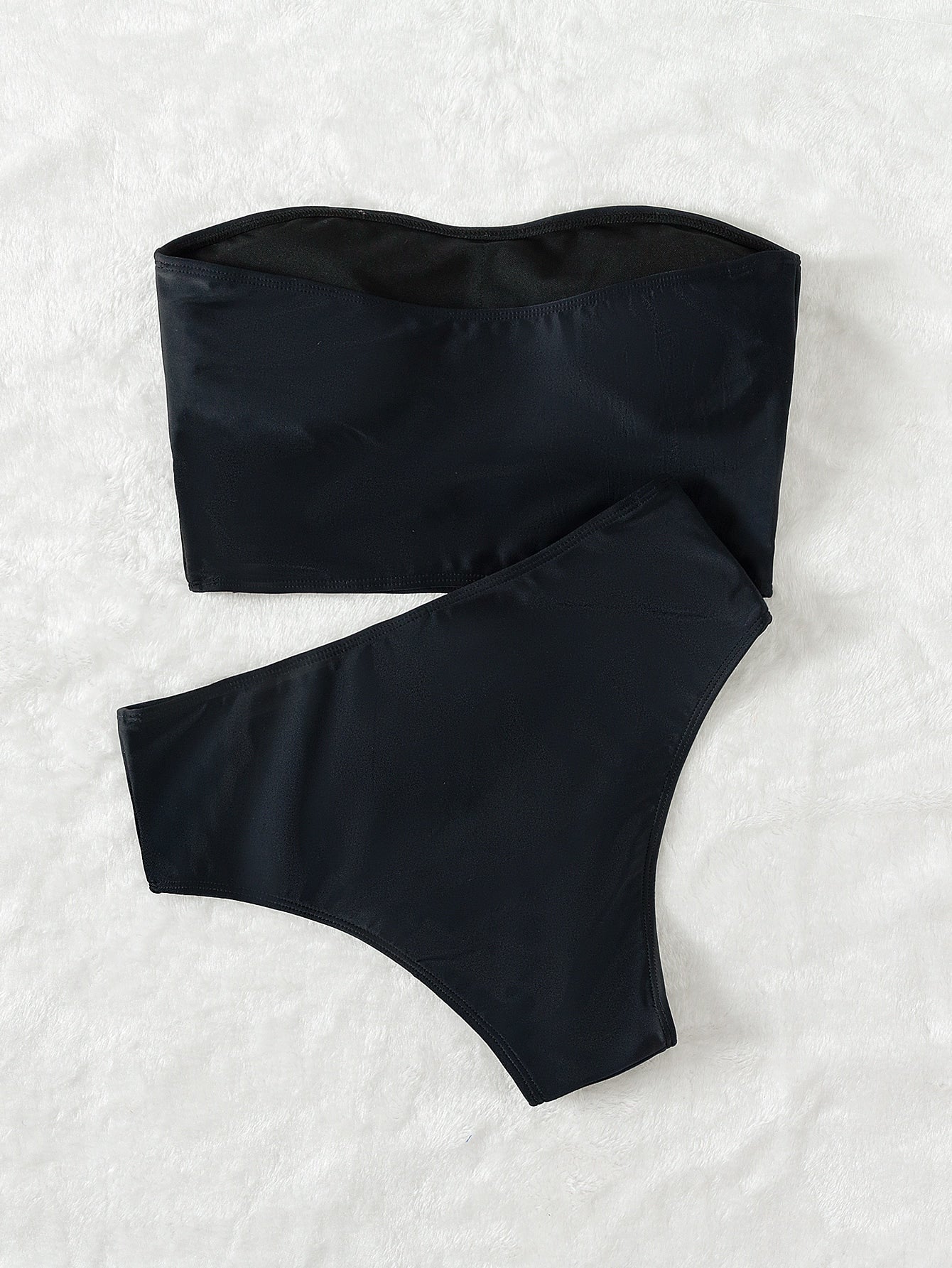 Plain High Waisted Bikini Swimsuit