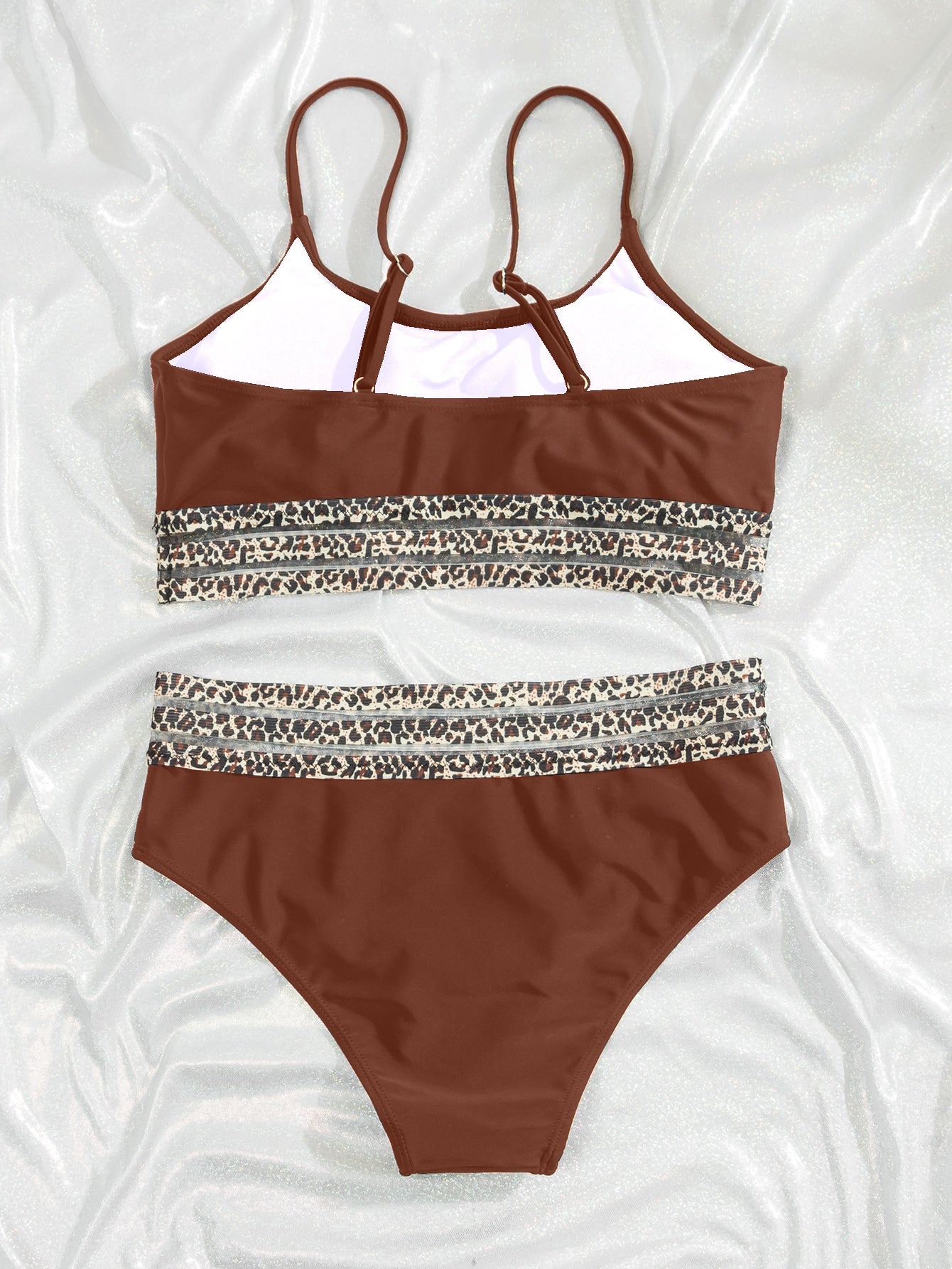 Leopard Mesh Bikini Swimsuit