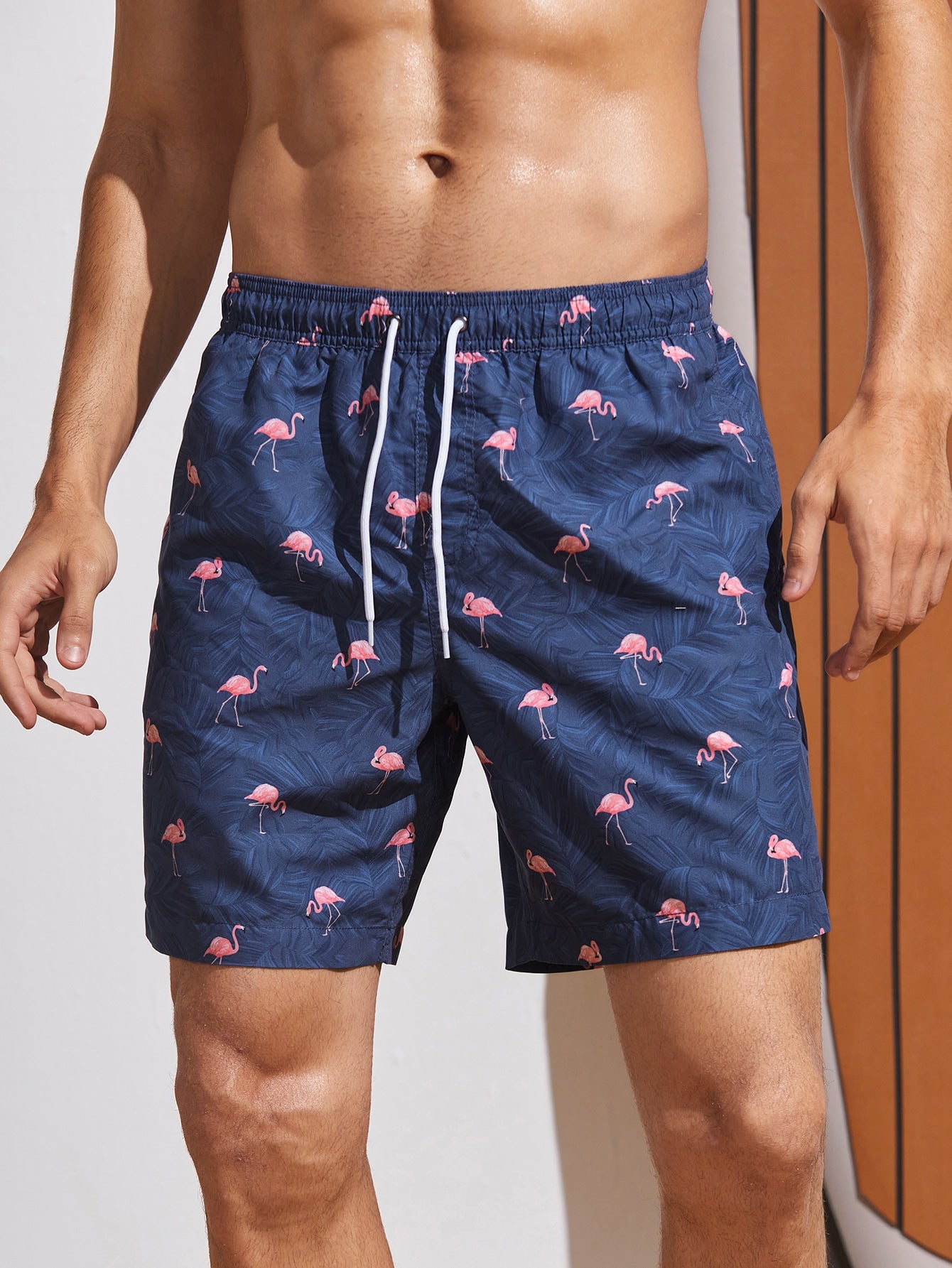 Men Flamingo Swim Trunks