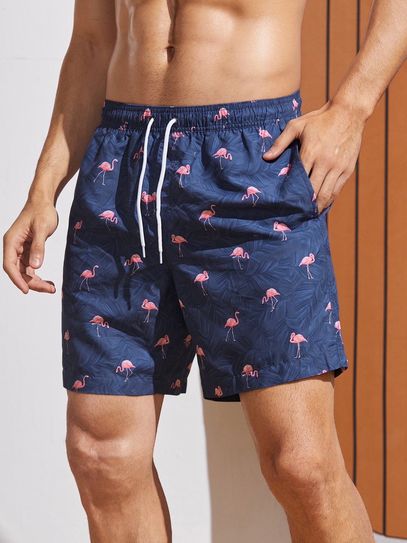 Men Flamingo Swim Trunks