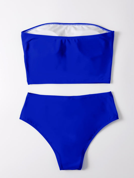 Plain High Waisted Bikini Swimsuit