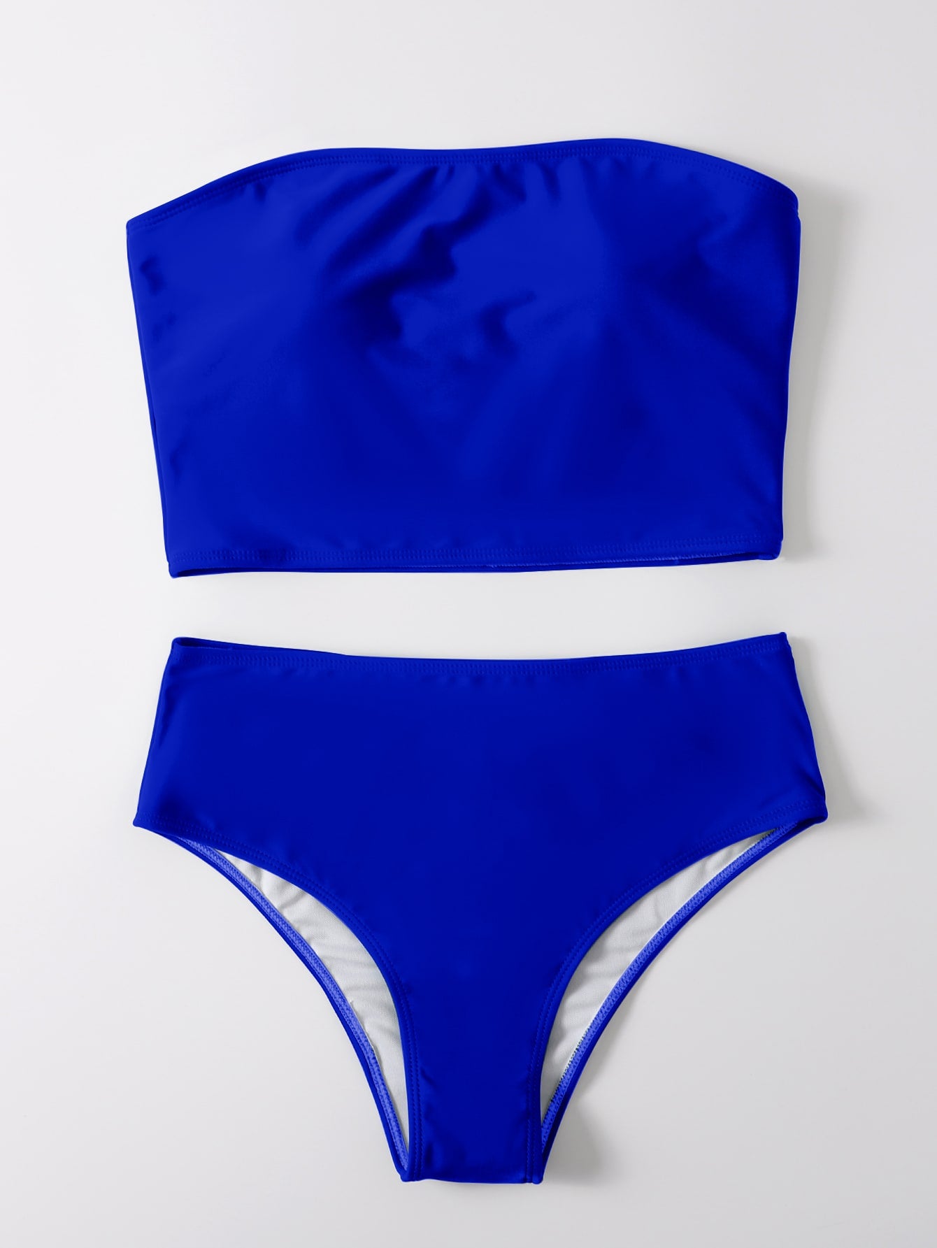 Plain High Waisted Bikini Swimsuit