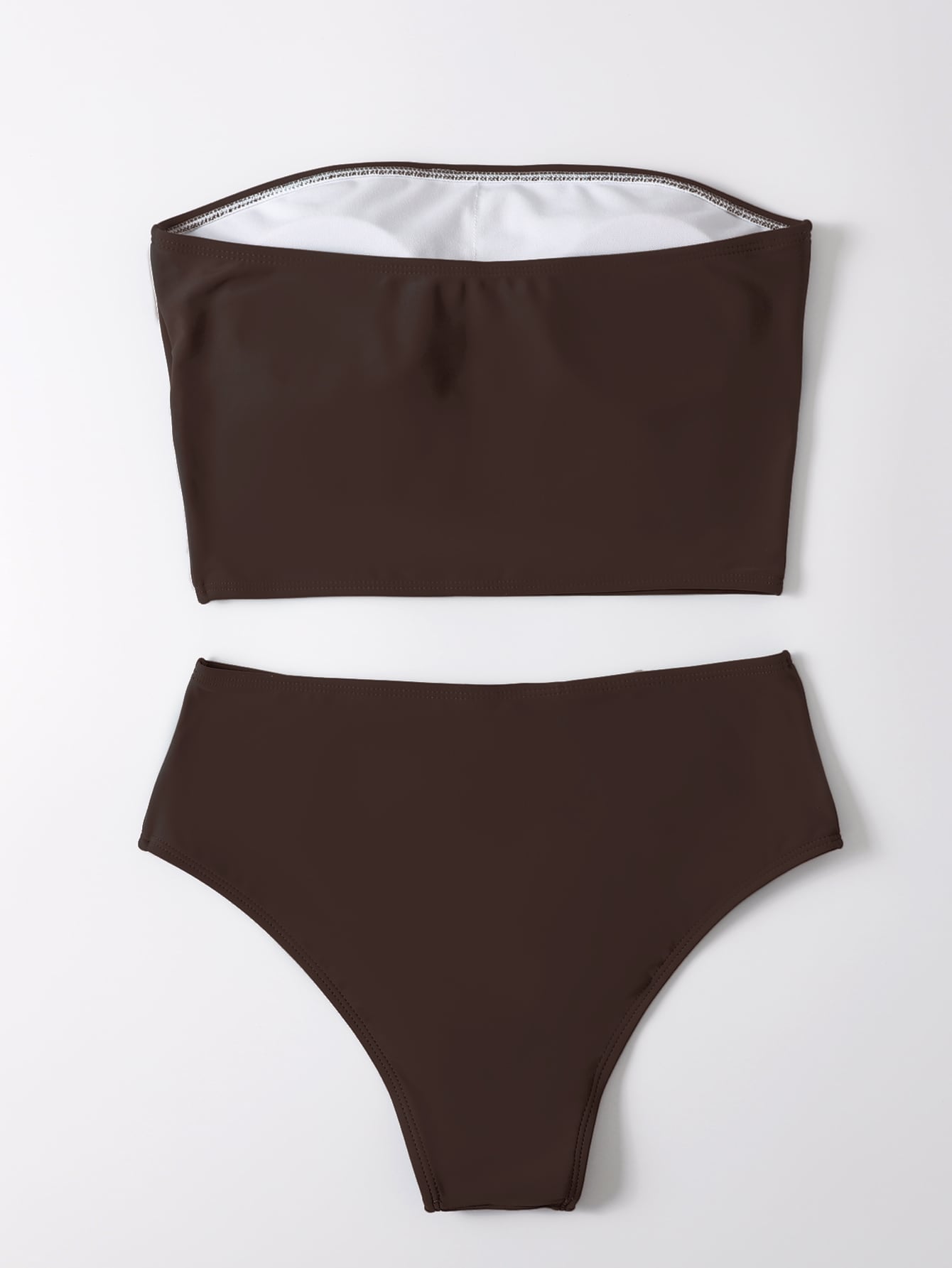 Plain High Waisted Bikini Swimsuit