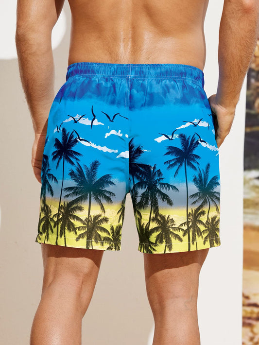 Men's Coconut Tree Print Trunks