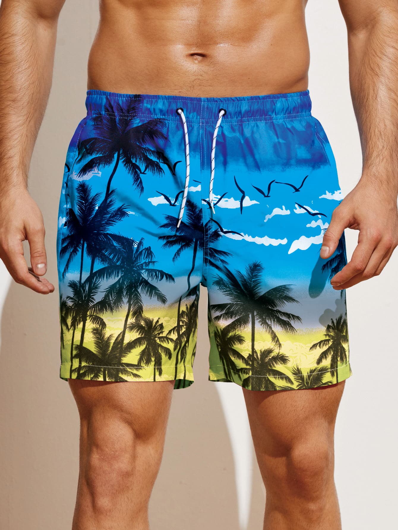 Men's Coconut Tree Print Trunks