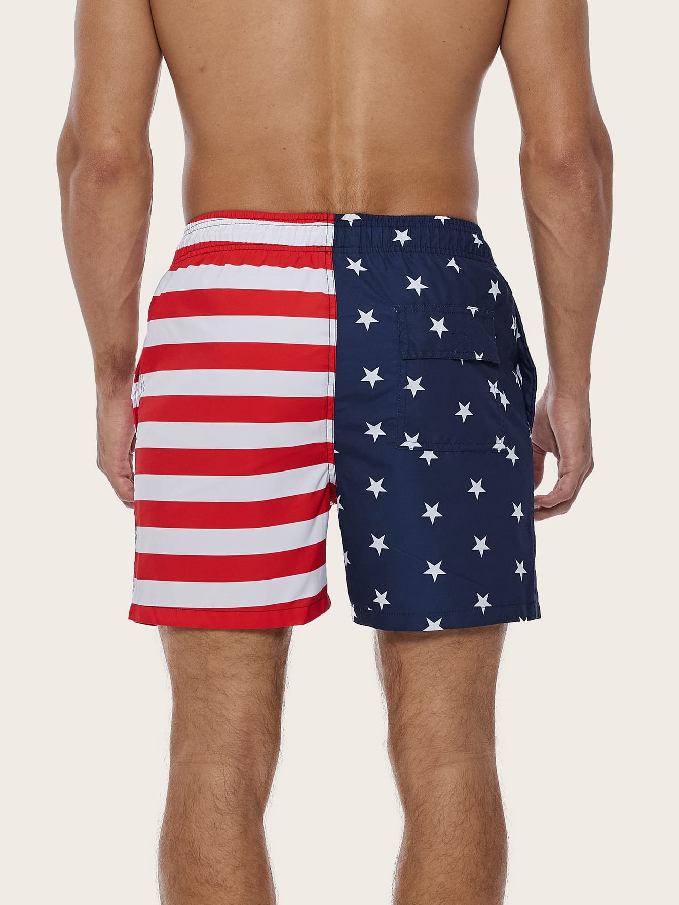 Men's Striped Star Print Swim Trunks