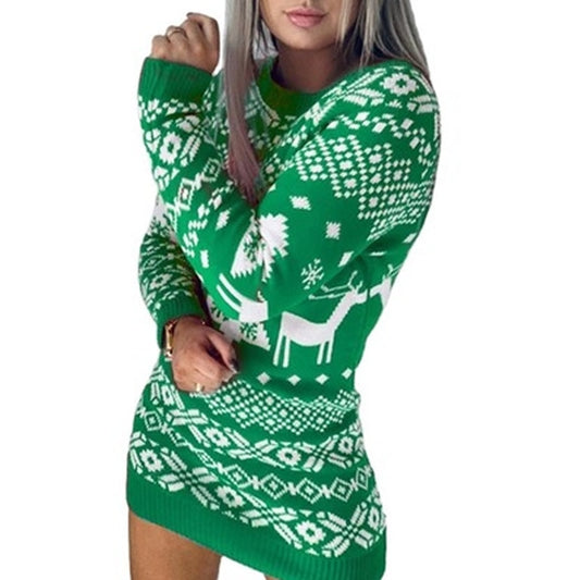 Ladies Long Sleeve Loose Christmas Dress