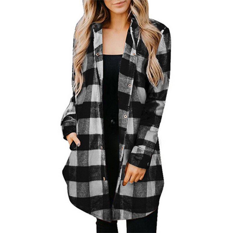 Ladies Long Plaid Overshirt